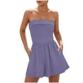 thumbnail image 1 of AHTJRT Summer Rompers for Women 2026 Fashion One Piece Strapless Tube Tops Sleeveless Skort Skirts Short Jumpsuit for Travel Beach Vacation Purple S, 1 of 9