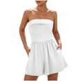 thumbnail image 1 of AHTJRT Summer Rompers for Women 2026 Fashion One Piece Strapless Tube Tops Sleeveless Skort Skirts Short Jumpsuit for Travel Beach Vacation White M, 1 of 9