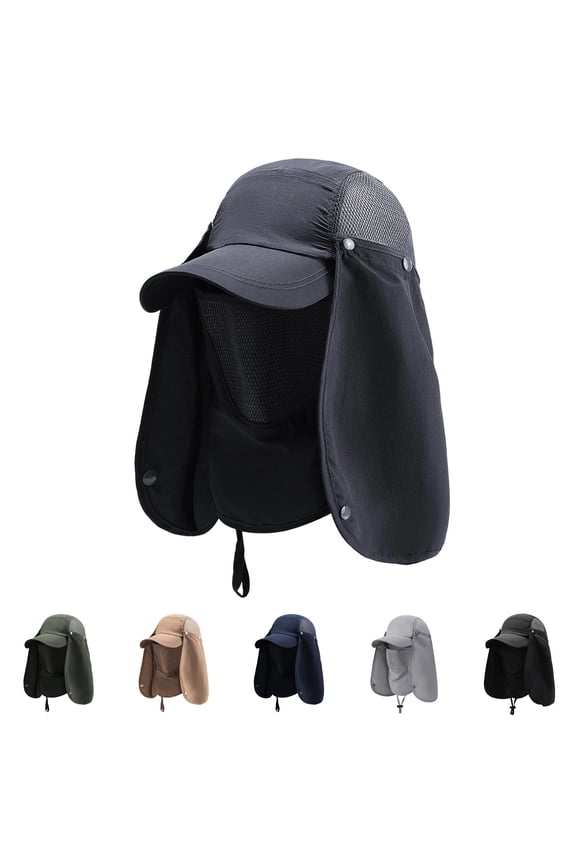 Sun Cap Fishing Hats for Men Women Sun UV Protection Hats Summer Hiking Fishing Baseball Caps with Neck Cover Flap Gray Free Size