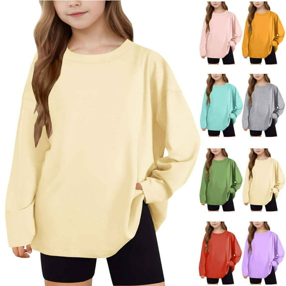 AHTJRT Sweatshirts for Boys Girls Youth Loose Fit Round Neck Long Sleeve Pullovers Lightweight Fall Spring Lounge Streetwear Shirts Red#02 6-7 Years