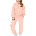 thumbnail image 1 of AHTJRT Sweatsuits Kids 2 Pieces Outfit Quarter Zip Pullover and Sweatpants Set Workout Running Track Suit Fashion 2026 Fall Spring Outift Pink 9-10 Years, 1 of 9