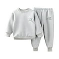 thumbnail image 1 of AHTJRT Sweatsuits for Girls Boys Letter Print Long Sleeve Crewneck Pullover Sweatshirt Pants Outfit Fashion Streetwear 2 Pieces Set Gray 8-9 Years, 1 of 3