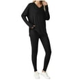thumbnail image 1 of AHTJRT Tracksuits for Women 2 Pieces Outfit Sweatsuits V Neck Long Sleeves Top and Jogger Leggings Pants Set Soft Comfort Lounge Set Black XL, 1 of 10