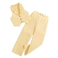 thumbnail image 1 of AHTJRT Two Piece Outfit for Girls Sleeveless V Neck Blazer Vest and Wide Leg Pants Casual 2026 Spring Summer Clothing Sets Yellow 4-5 Years, 1 of 3