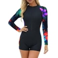 thumbnail image 1 of AHTJRT UPF 50+ Modest Long Sleeve Swimsuits for Women Bathing Suit Rash Guard Surfing One Piece Crew Neck Front Zipper Swimwear Multicolor#10 S, 1 of 7