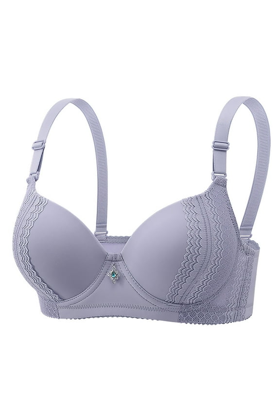 Underwire Bras for Women Support Daisy Lace Bralttes with Adjustable Straps Seamless Full Coverage Comfort Lingerie Purple XXXL