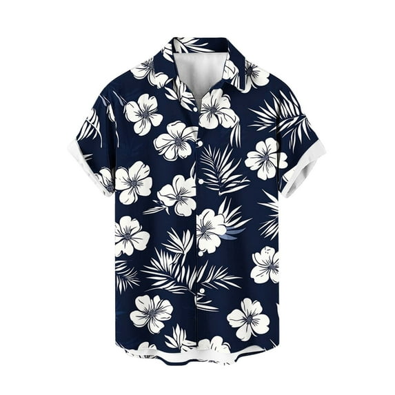 AHTJRT Unisex Aloha Hawaiian Shirt for Men with Abstract Pineapple Geometry Button Down Collar Shirt Multicolor M