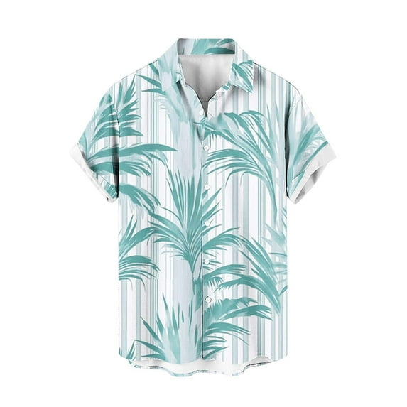 AHTJRT Unisex Aloha Hawaiian Shirt for Men with Neon Coconut Prints Button Down Collar Beach Shirt Multicolor XL