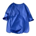 thumbnail image 1 of AHTJRT Unisex Casual Short Sleeve Cotton T-Shirt Round Neck Solid Color Blouse Dark Blue 4XL, 1 of 7