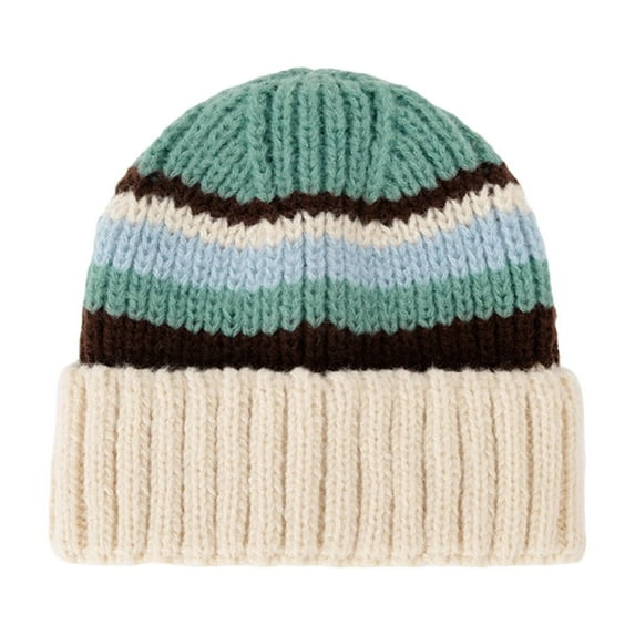 AHTJRT Unisex Skullcaps Fashion Baggy Colorblock Hats Warm Winter Outdoor Sports Snow Ski Caps Stocking Cuffed Crochet Beanie Hats Green Free Size