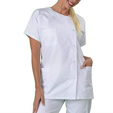 AHTJRT Unisex White Lab Coat Medical Uniform Jacket for Nurses Doctors and Students White M
