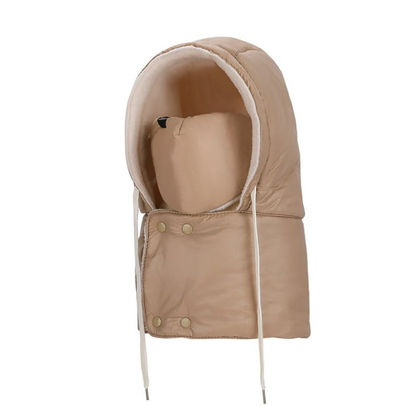 AHTJRT Unisex Winter One Piece Balaclavas Hat Warm Hat 3 in 1 Drawstrings Earflap Slouchy Fleece Hoodie Windproof Face Shield Mask Caps Khaki Free Size