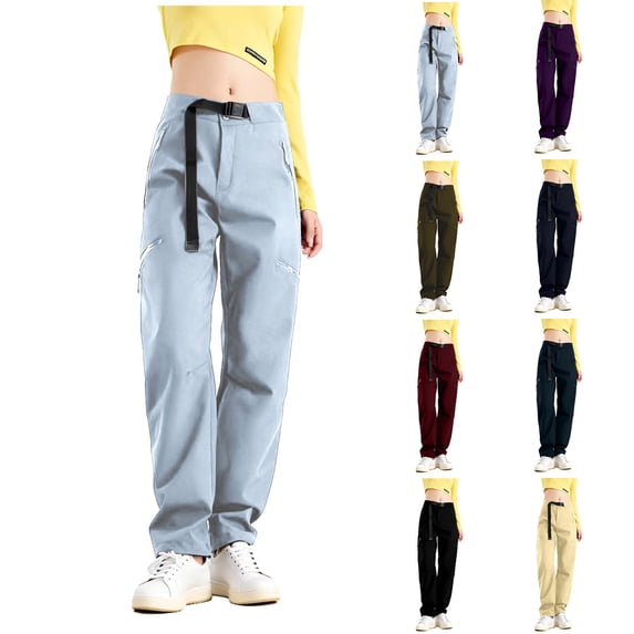 AHTJRT Waterproof Hiking Pants for Women Fall Winter Outdoor Climbing Fishing Trousers with Pockets Wide Leg Softshell Cargo Pants with Belt Dark Gray S
