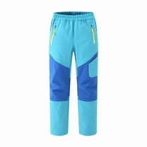 AHTJRT Winter Snow Pants for Kids Boys Girls Softshell Thermal Fleece Lined Trousers with Zipper Pockets Elastic Waist Skiing Climbing Trousers Blue 7-8 Years