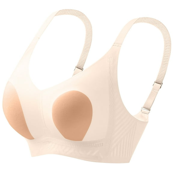 AHTJRT Wirefree Bralettes for Women Breathable Seamless Support Padded Bras Spaghetti Straps Everyday Lingerie Bras Beige XL
