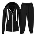 thumbnail image 1 of AHTJRT Women's 2 Piece Sweatsuits Zip-Up Hooded Jackets Drastrings Joggers Pants Tracksuit Sets Workout Gym Running Fitness Set Black XL, 1 of 8