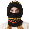thumbnail image 1 of AHTJRT Women's Balaclava Mask Caps Winter Warm Knitted Fleece Lined Beanie with Pompom Face Neck Protection Windproof Cuffed Skullcaps Black Free Size, 1 of 5