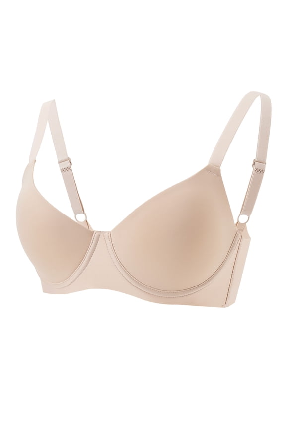 Women's Balconette Bra Seamless No Underwire Tshirt Racerbacks Bralettes Support Adjustable Everyday Demi Bras Beige S
