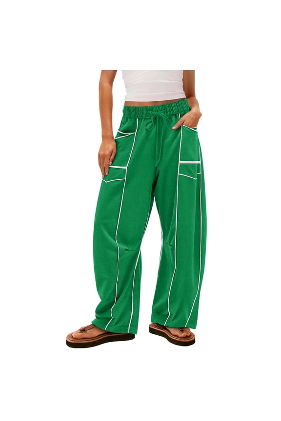 Women's Barrel Sweatpants Drawstring Elastic Waist Wide Leg Casual Pants Baggy Spring Summer Lounge Pants Casual Beach Trousers Mint Green XXL