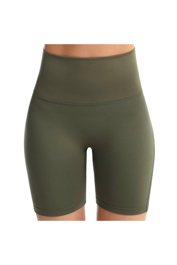 Women's Biker Shorts High Waist No Front Seam Scrunch Butt 5 Inch Workout Gym Shorts Stretch Tummy Control Booty Yoga Shorts with Pockets Green &F2XXL