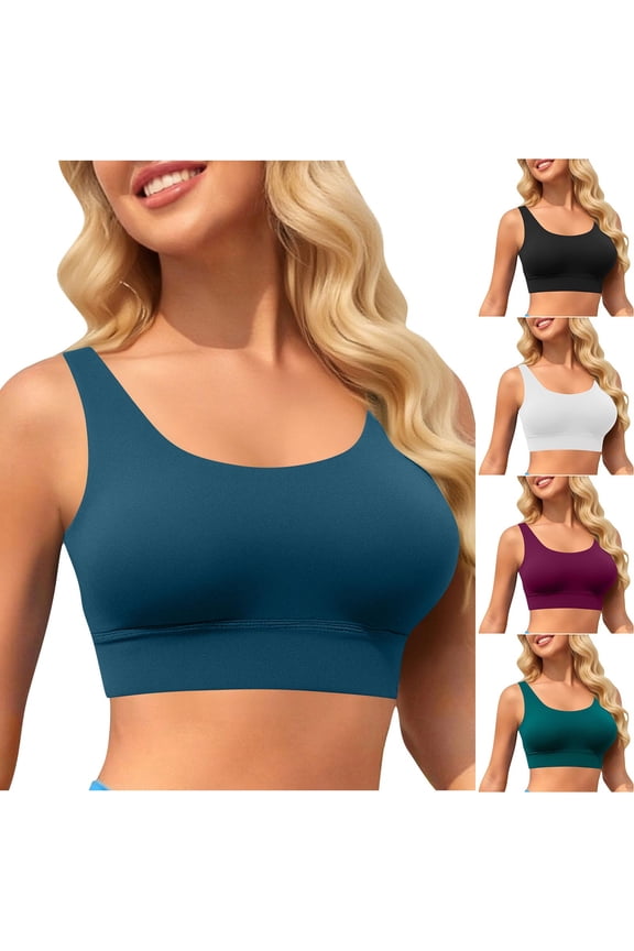 Women's Bikini Tops Stretch Push-Up Full Coverage Racerbacks Bralettes Scoop Neck Summer Beach Surfing Swimsuit Tops Black L