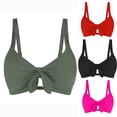 thumbnail image 1 of AHTJRT Women's Bikini Tops Tie Front Ruched Padded Wireless Spaghetti Straps Bathing Suit V Neck Full Coverage Bralettes Green M, 1 of 3
