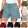 thumbnail image 1 of AHTJRT Women's Casual Shorts Elastic Waisted Drawstring Summer Shorts with Pockets Wide Leg Bermuda Shorts for Workout Lounge Vacation Navy XXL, 1 of 8