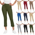 thumbnail image 1 of AHTJRT Women's Cropped Pants Straight Leg Mid Rise Work Pants Lightweight Summer Pull-On Business Athletic Gym Yoga Trousers Wine S, 1 of 8