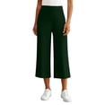 thumbnail image 1 of AHTJRT Women's Cropped Pants Straight Wide Leg Pants High Stretch Waist Capris Summer Lightweight Yoga Dance Workout Trousers Slack Pants Dark Green L, 1 of 7