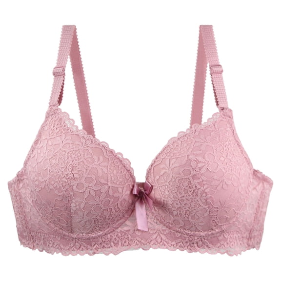 AHTJRT Women's Daisy Lace Bralettes Deep V Breathable Full Coverage Brassiere with Adjustable Straps Everyday Lingerie Bras Pink XXL