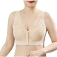 thumbnail image 1 of AHTJRT Women's Daisy Lace Bras Deep V Sheer Mesh Comfortable Everyday Bralettes Support Push-Up Wireless Snap Closing Bra Beige XXXXL, 1 of 7
