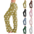 thumbnail image 1 of AHTJRT Women's Elastic Waist Pants Polka Dots Print Causal Spring Summer Pajama Pants Drawstring Full-Length Trousers with Pockets Green M, 1 of 7