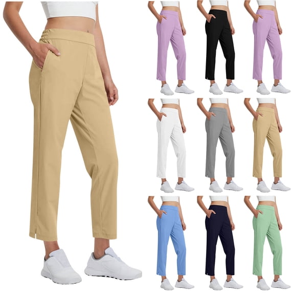 AHTJRT Women's Golf Pants 7/8 Ankle Length Stretch Lightweight Sweatpants Spring Summer Athletic Hiking Travel Loungewear Trousers Navy XXL
