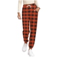 thumbnail image 1 of AHTJRT Women's Joggers Sweatpants Plaid Tapered Pants with Pockets Elastic Waist Drawstrings Fashion Workout Running Lounge Pants Orange XXL, 1 of 6