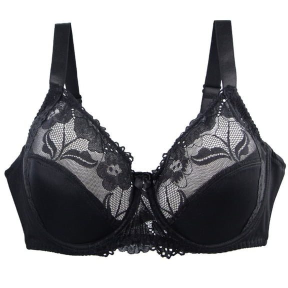 AHTJRT Women's Lace Balconette Bra Breathable Underwire Soft Cup Bralettes with Adjustable Straps Seamless Comfort Everyday Bras Black 80
