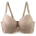 thumbnail image 1 of AHTJRT Women's Lace Bra Sheer Deep V Balconette Underwire Unlined Breathable Bralettes with Adjustable Straps Everyday Lingerie Bras Khaki XXXXL, 1 of 6