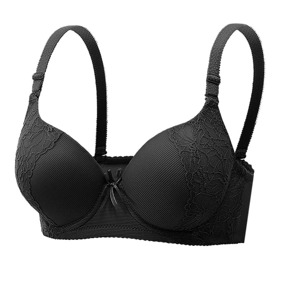AHTJRT Women's Lace Push Up Bra Underwire Padded Support Racerbacks Full Coverage Plunge Everyday Lift Bra with Adjustable Straps Black XL