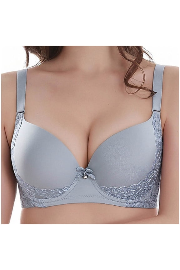 Women's Lace Underwire Bralettes Floral Full Coverage Seamless Supportive Brassiere Daily Lingerie Bras Wtih Adjustable Straps Blue 95C