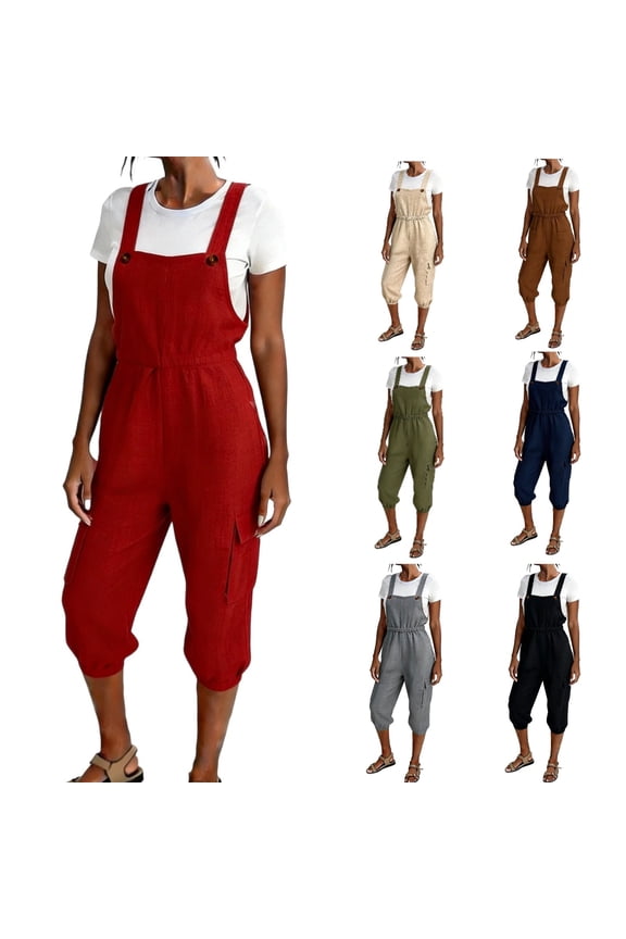 Women's Long Bib Overalls Casual Loose Fit Summer Work Beach Vacation Baggy Rompers Capri Jogger Pants Jumpsuits with Pockets Green XXL