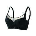 thumbnail image 1 of AHTJRT Women's No Underwire Sheer Mesh Bras Scoop Neck Breathable Bralettes with Adjustable Straps Padded Full Coverage Bras Black 38, 1 of 2