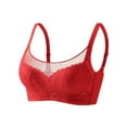 thumbnail image 1 of AHTJRT Women's No Underwire Sheer Mesh Bras Scoop Neck Breathable Bralettes with Adjustable Straps Padded Full Coverage Bras Red 36, 1 of 2