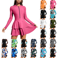 thumbnail image 1 of AHTJRT Women's One Piece Rash Guard Slimming Crewneck Long Sleeve Modest Bathing Suit Front Zipper Flounce Swimskirt Bodysuit Swimsuit Pink M, 1 of 10