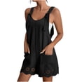 thumbnail image 1 of AHTJRT Women's Rompers Summer Comfy Casual Sleeveless One Piece Shortalls Loose Fit Adjustable Shoulder Straps Jumpsuit with Pockets Black XXL, 1 of 5
