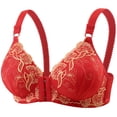 thumbnail image 1 of AHTJRT Women's Seamless Front Closure Bra Adjustable Straps Mastectomy Bralettes Wireless Full Coverage Push up Daisy Bras Red 36, 1 of 8