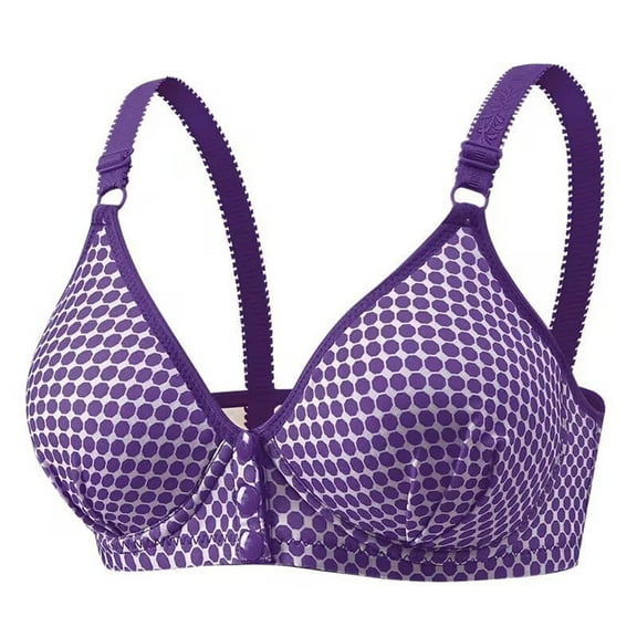 AHTJRT Women's Seamless Front Closure Bras Deep V Full Coverage Bralettes Adjustable Strap Full Coverage Wireless Bras Purple 36