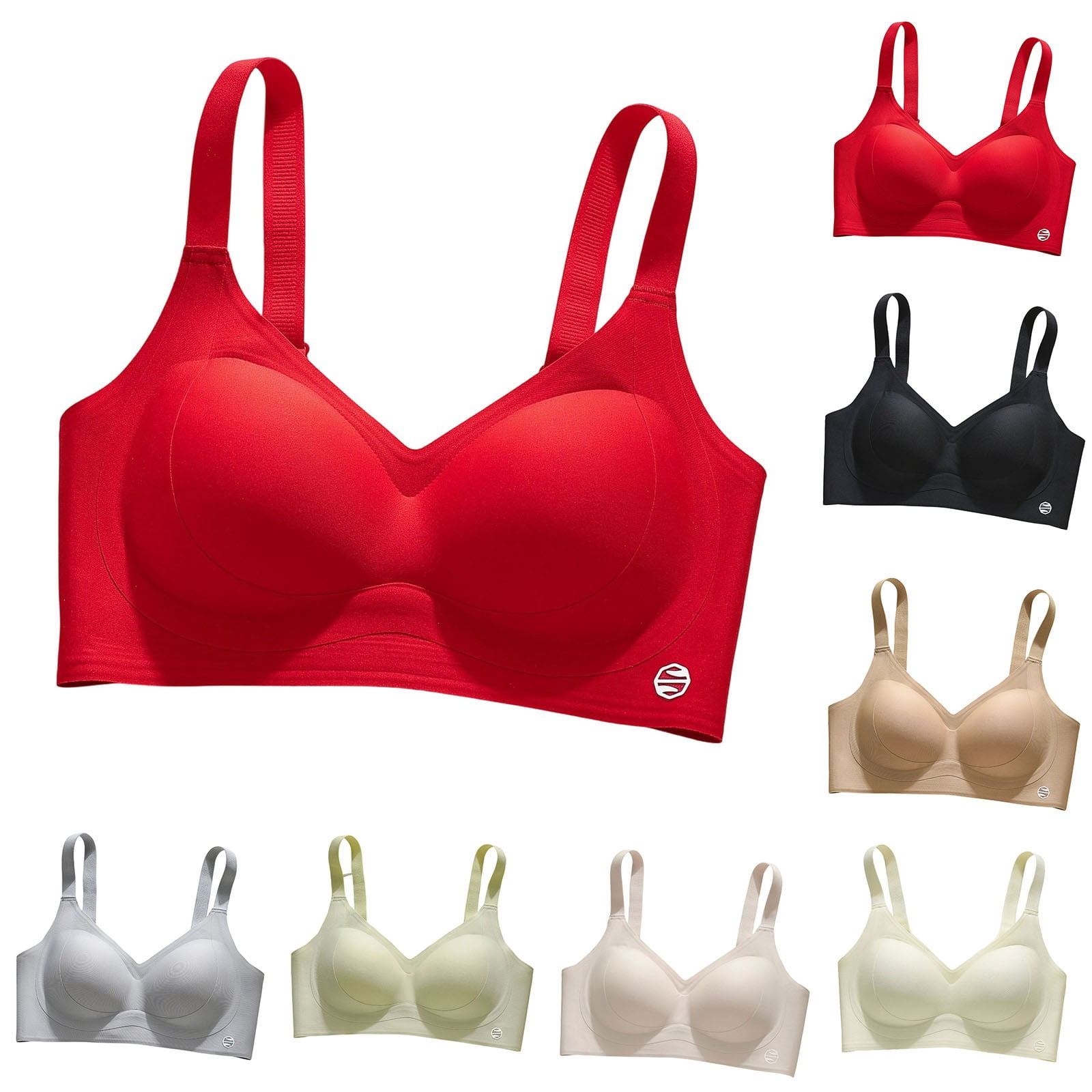 AHTJRT Women's Seamless Wireless Bra Jelly Gel Soft Support V Neck ...