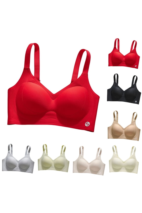 Women's Seamless Wireless Bra Jelly Gel Soft Support V Neck Bralettes Nude Comfort Non-stretching Daily Wear Bras Khaki M