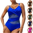 thumbnail image 1 of AHTJRT Women's Sheer Mesh One Piece Swimsuits Tummy Control V Neck Racerbacks Bathing Suit Cheeky Push Up Swim Suit Slimming Swimwear Green M, 1 of 10