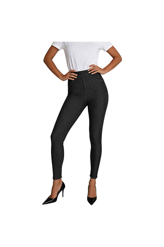Women's Skinny Jeans High Rise Stretchable Elastic Waist Denim Pants Full Length Flat Front Trousers for Atheltic Gym Yoga Black XXL