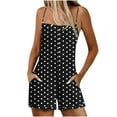 thumbnail image 1 of AHTJRT Women's Summer Rompers Fashion Polka Dots Print Boho Shorts Jumpsuit with Thin Shoulder Straps 2026 Beachwear Sleevless Overalls Black M, 1 of 5
